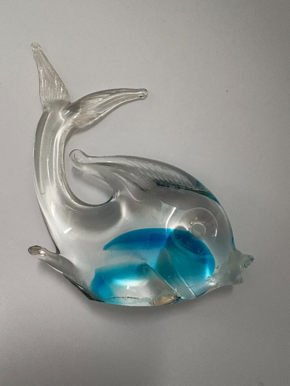 Clear and Blue Glass Fish Figurine